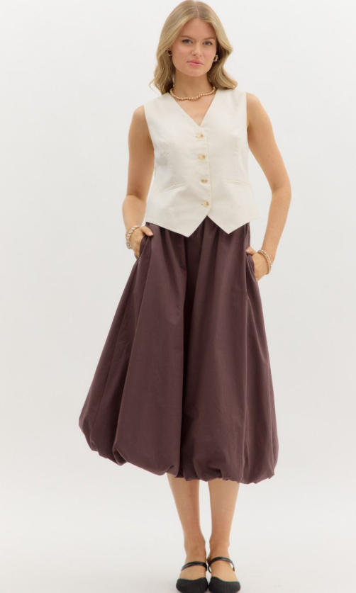 Rhiannon Bubble Hem Midi Skirt