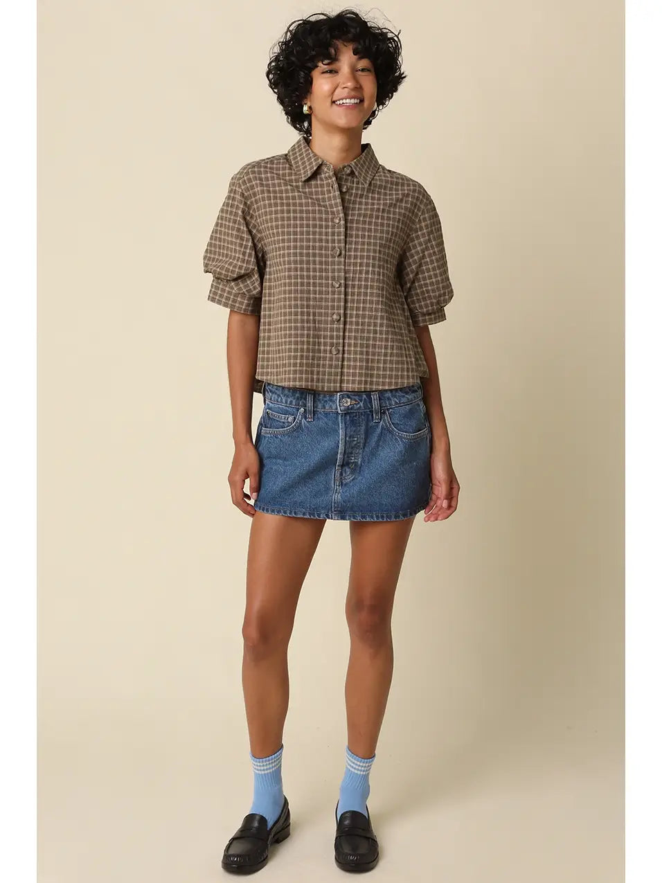Kanney Plaid Cropped Shirt