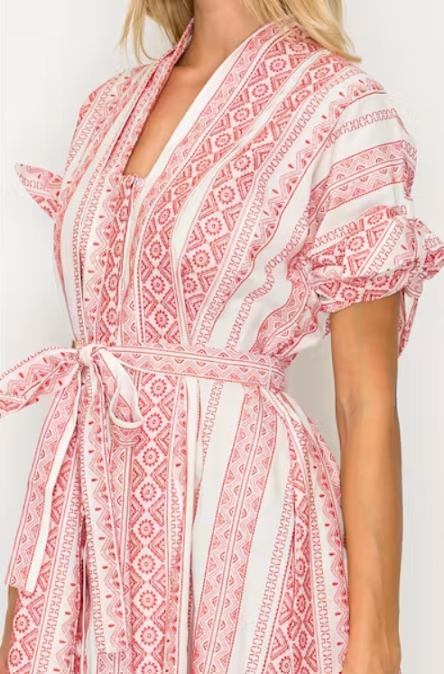 Crimson Weave Shirt Dress