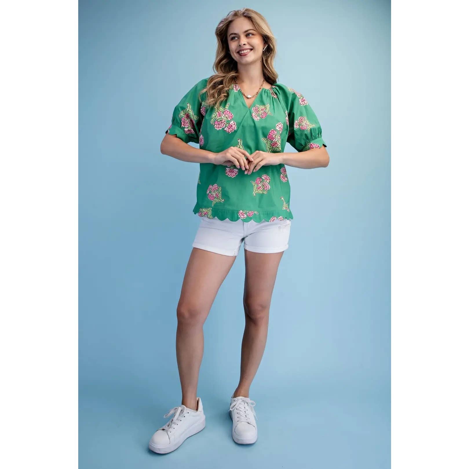 Floral Print V-Neck Blouse
