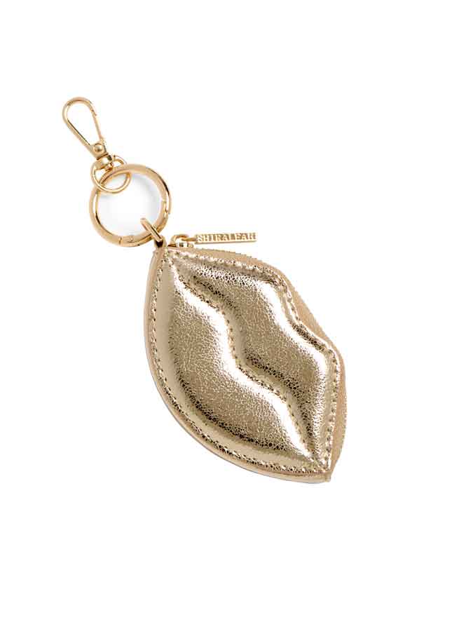 KISSES ZIP POUCH/KEY RING: GOLD