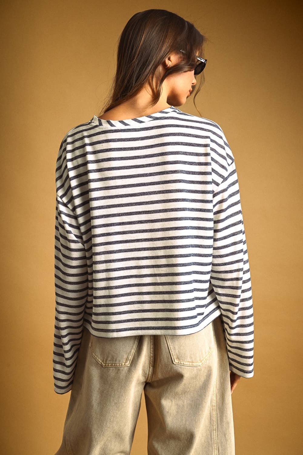 Navy Stripe Slub Knit Top
