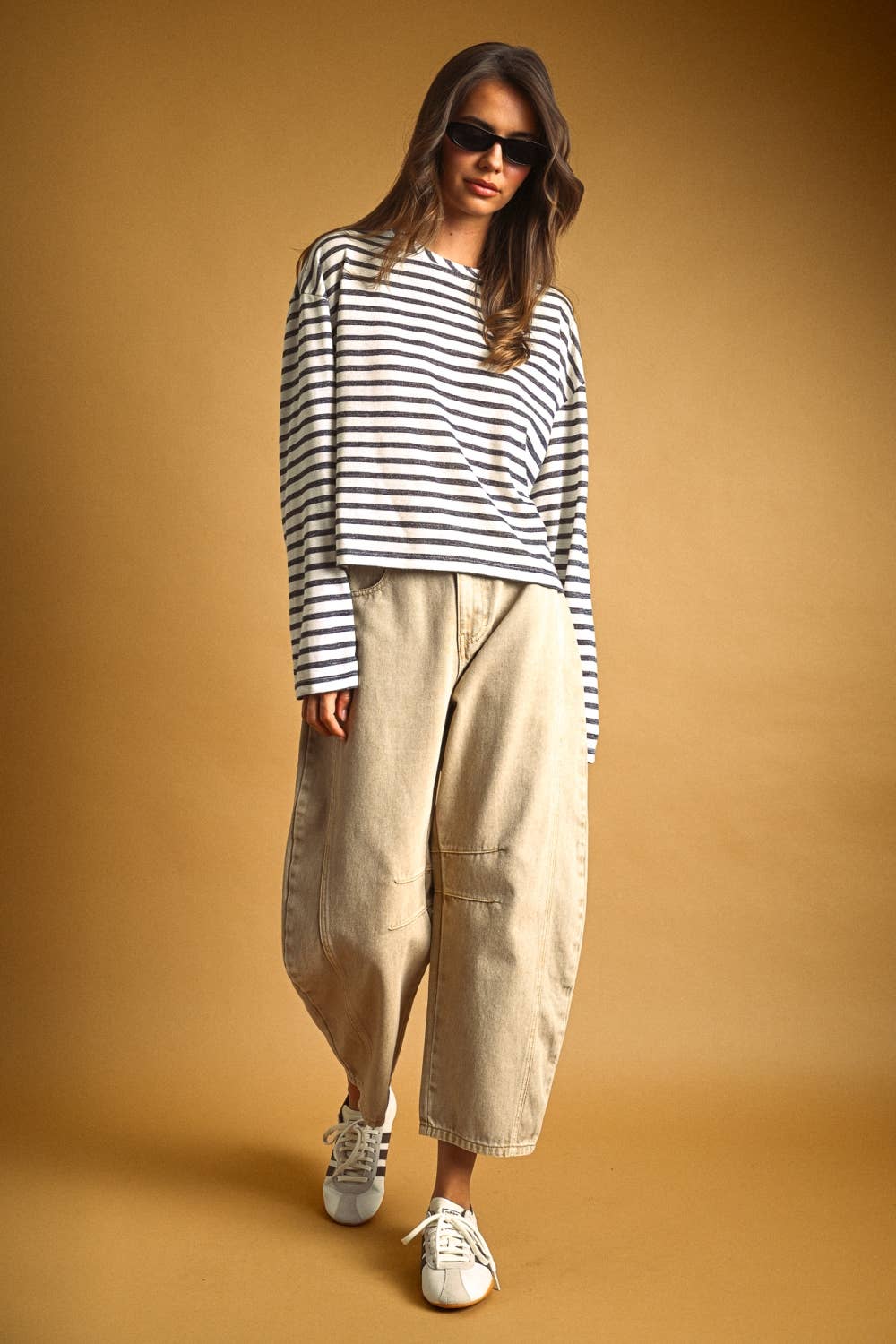 Navy Stripe Slub Knit Top