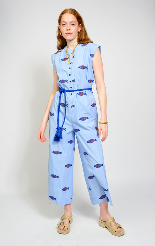 Embroidered Fish Jumpsuit