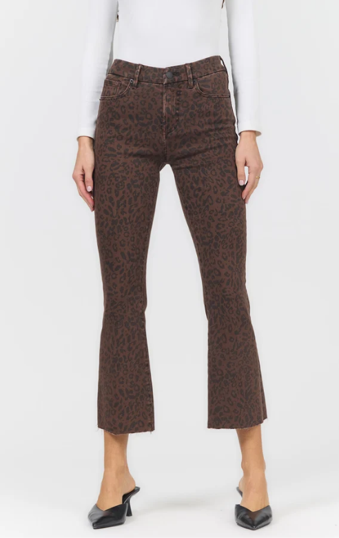 Jeanne Cropped Flares in Leopard