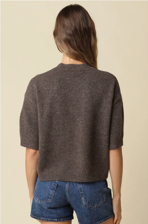 Parker Half Sleeve Sweater in Brown