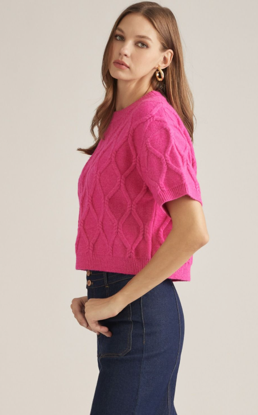 Diamond Knit Short Sleeve Sweater