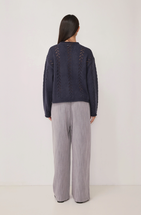 Raina Pointelle Roll Neck Cardigan