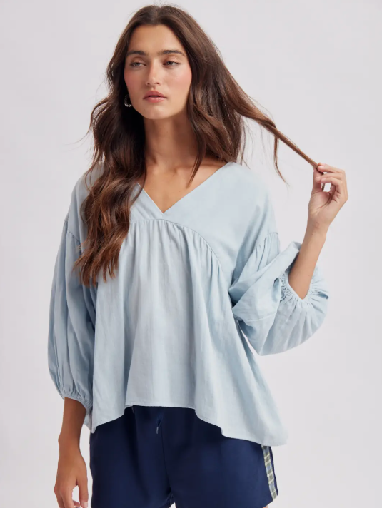 Sage Balloon Sleeve Blouse