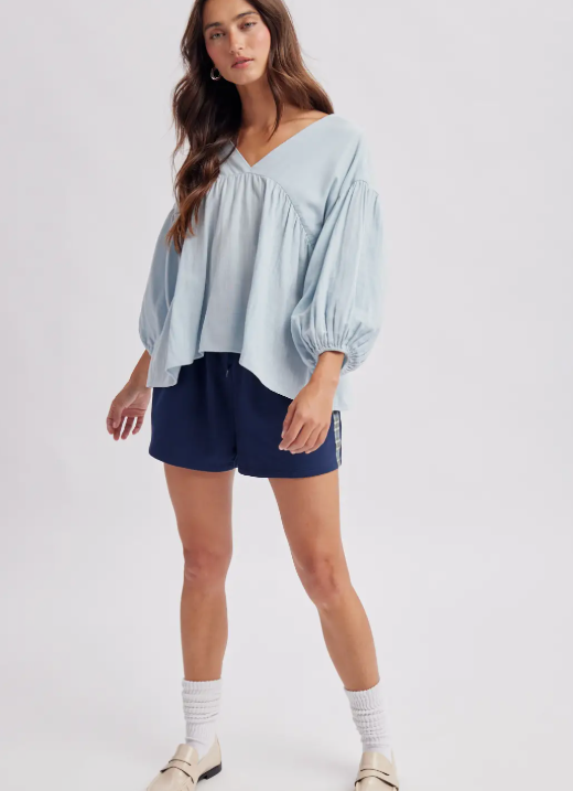 Sage Balloon Sleeve Blouse