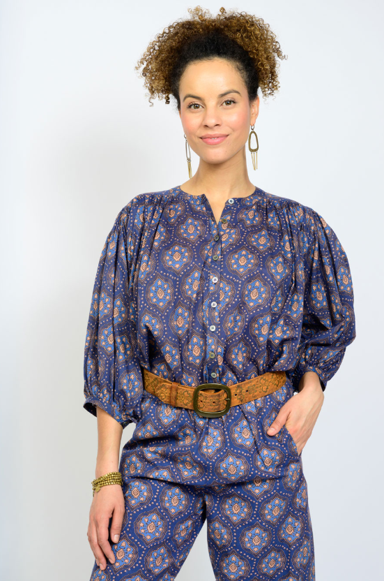 Tile Print Poet Blouse