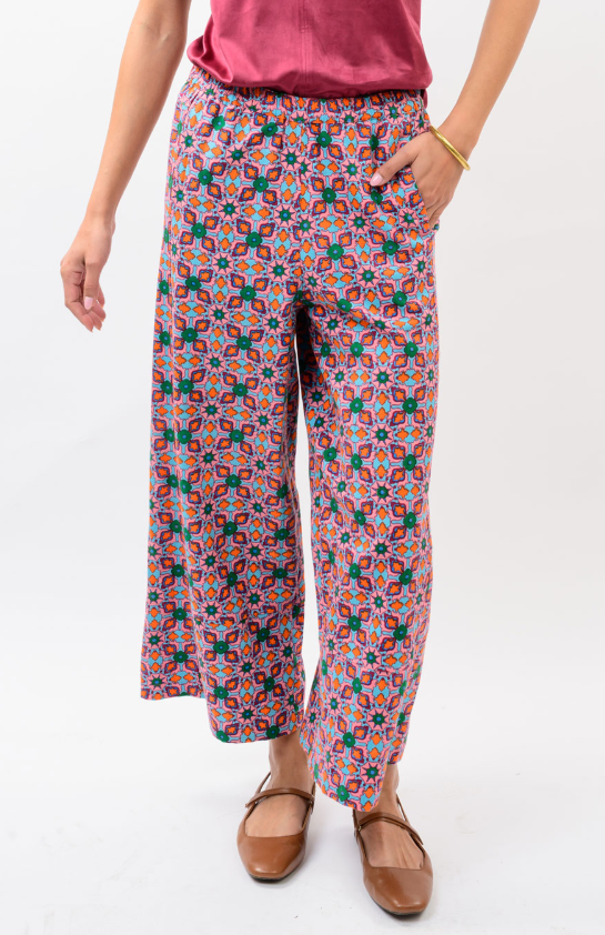 Tile Print Barrel Pant