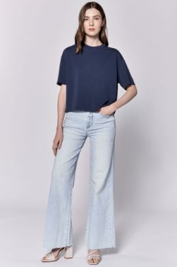 Maddox Cropped Tee in Navy